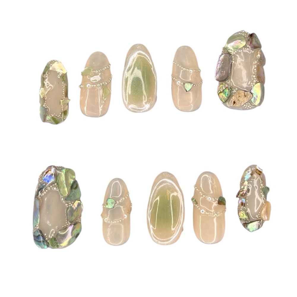 Mermaid vibe nails hand made press ons
